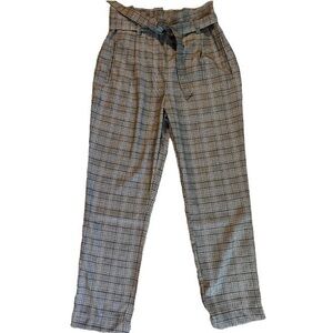 CI SONO black and gray plaid paperbag high - rise waist pants